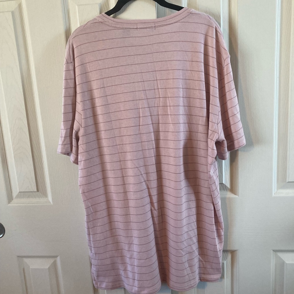 Theory Mens Clean Tee Viola/Light Plum Striped Short Sleeve Tee - Picture 3 of 7